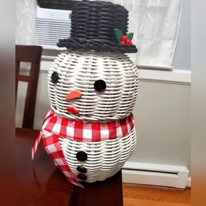 Vintage wicker snowman